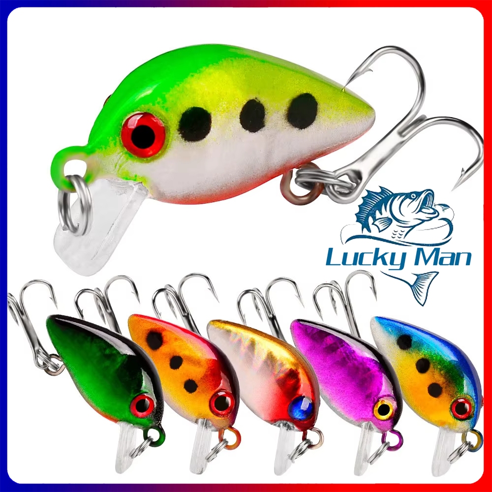 LUCKY MAN 30mm 2g Crazy Wobblers Mini Topwater Crankbait Umpan Pancing Buatan Jepang Umpan Keras Pes