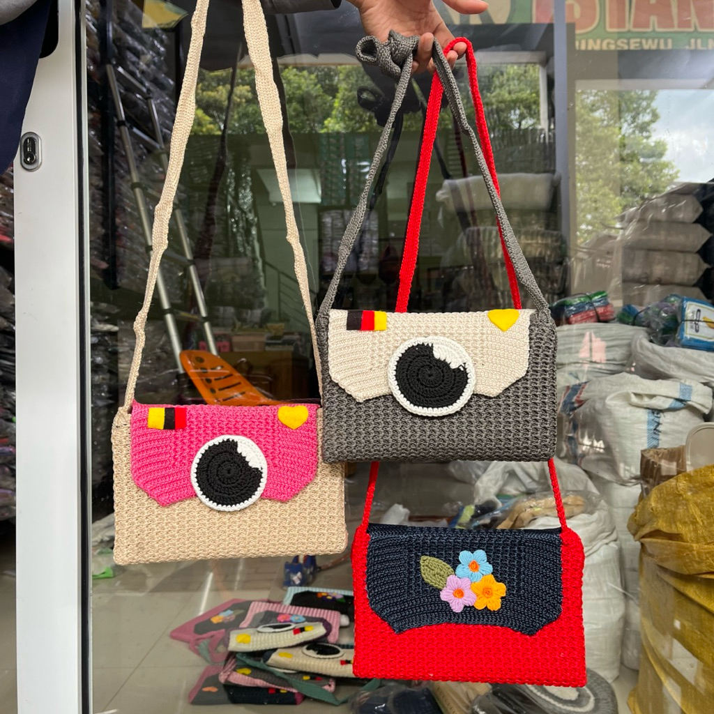 Tas Rajut Hp/Tas Selempang Anyam/Tas Rajut Simple