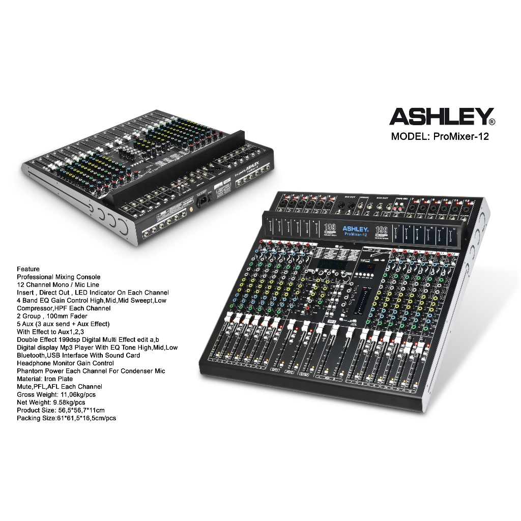 Mixer Ashley PROMIXER12 / pro mixer 12 199 dsp 12 channel