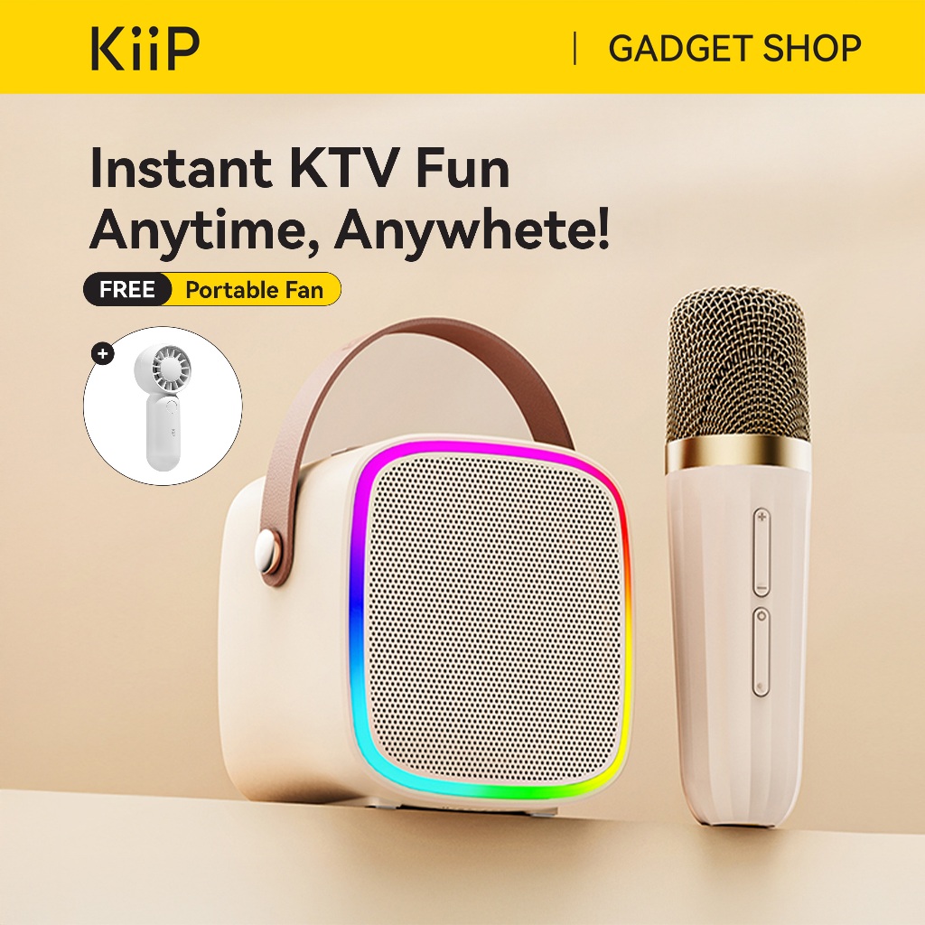 KiiP Wireless Y8 Bluetooth Portable Karaoke Wireless Speaker With Microphone RGB Audio Stereo