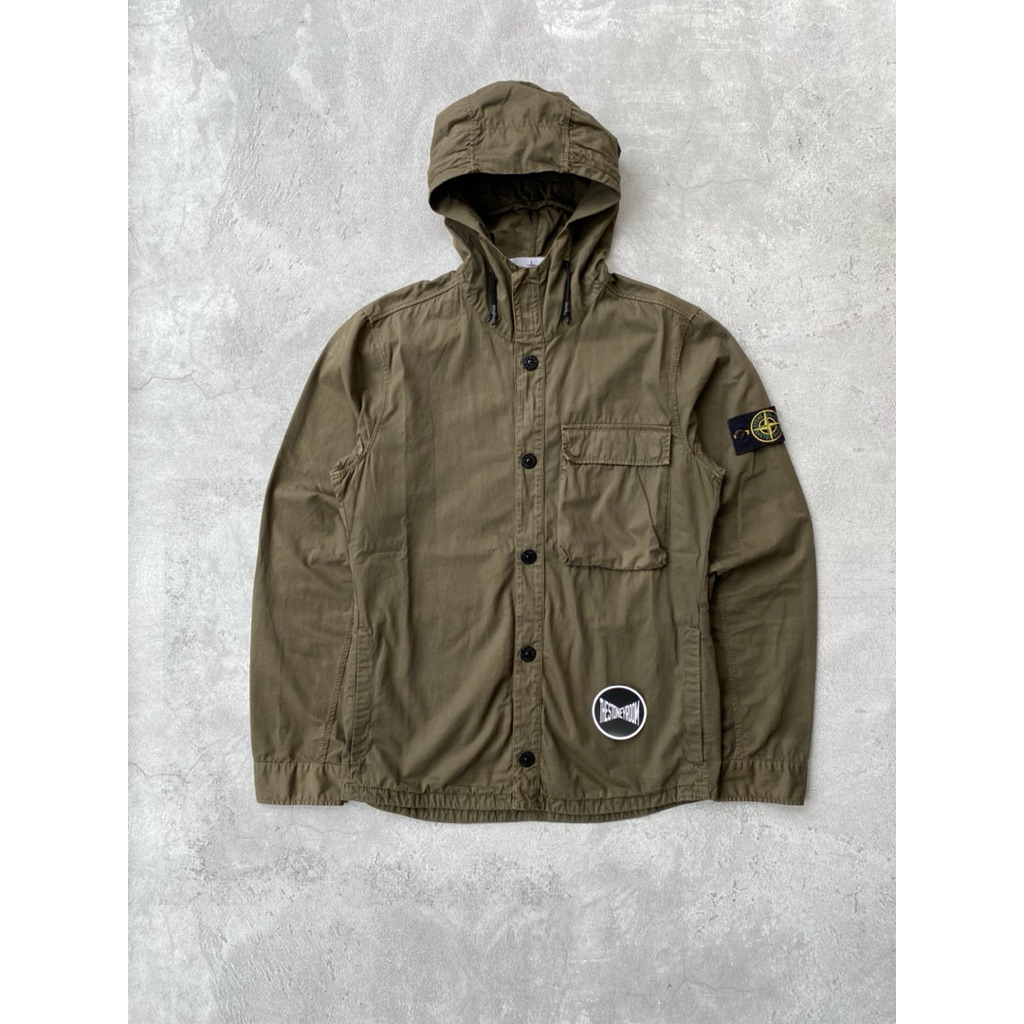 Stone Island Overshirt Hoodie Olive 100% Original