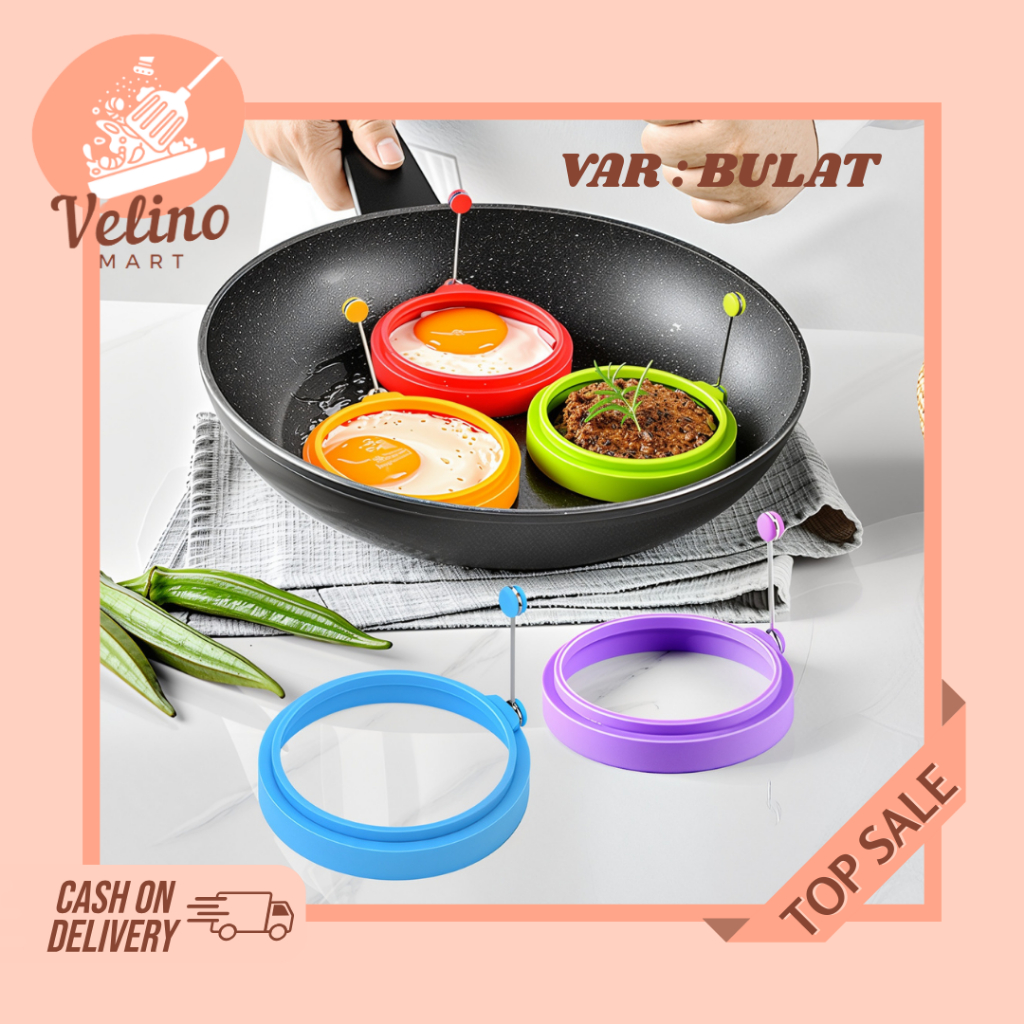 Cetakan Telur Ceplok  Bentuk Bulat / Cetakan Telur Silikon Anti Lengket / Cetakan Telur Dadar