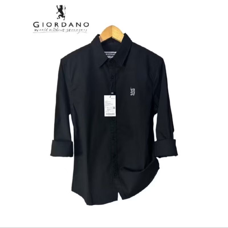 Kemeja pria lengan panjang premium slim fit /kemeja Giordano 3D pria