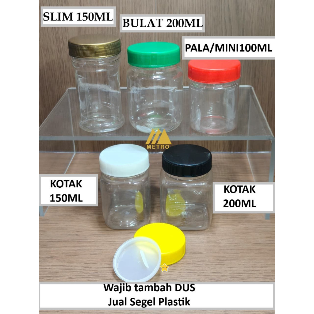 GRATIS PLUG - Jual Terpisah Dus.SegelPlastik - Botol Plastik Toples Sambal Sambel Mini Pala Bulat ko