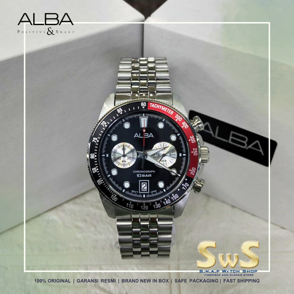 Alba New Model 2025 A4B025 A4B025X1 45 mm Chronograph Tachymeter Original Garansi Resmi Jam Tangan P