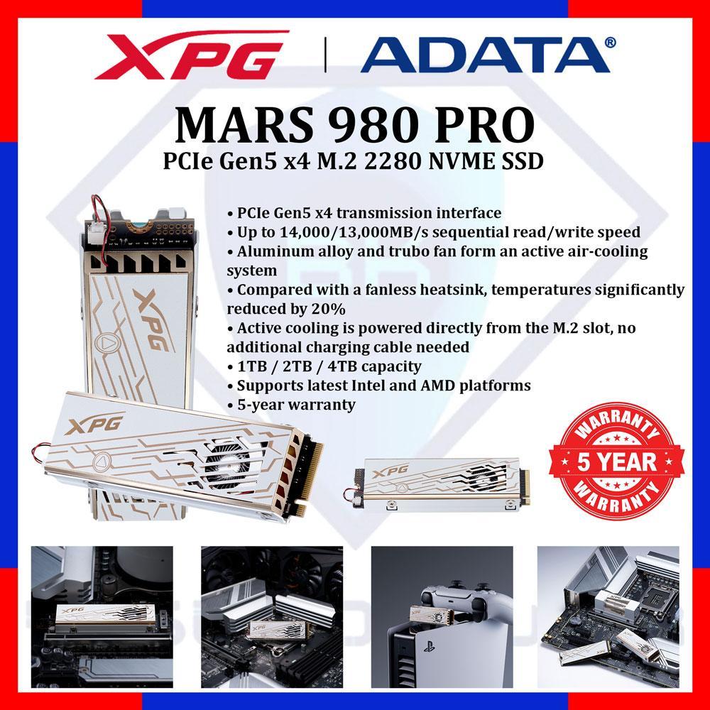 SSD ADATA XPG MARS 980 PRO 1Tb 2Tb PCIe Gen5 x4 M.2 2280 NVMe SSDup to 14000 Mb/s - ADATA MARS 980 P