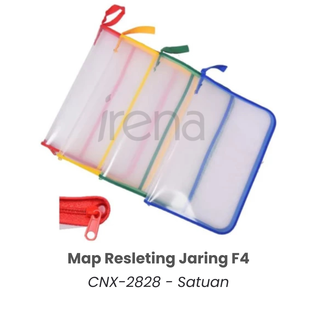 CARINEX Map Plastik Resleting Jaring CNX-2828 Zipper Bag File F4 Tas Dokumen