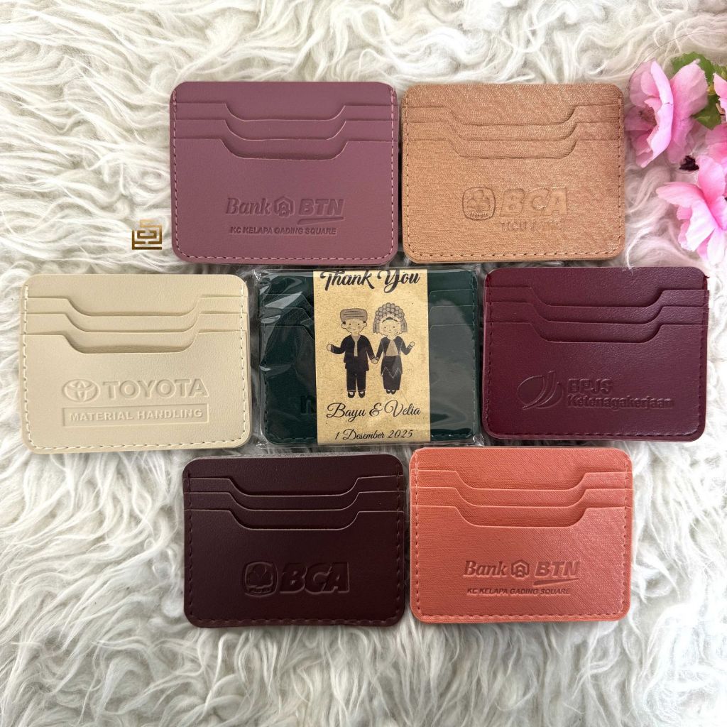 Dompet Kartu/Card Holder Souvenir Pernikahan Custom Emboss Sablon Nama Atau Logo