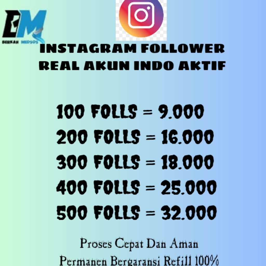 INSTRAGRAM FOLLOWERS REAL INDO AKUN AKTIF PERMANEN PLOS BONUS BERGARANSI 100% AMAN