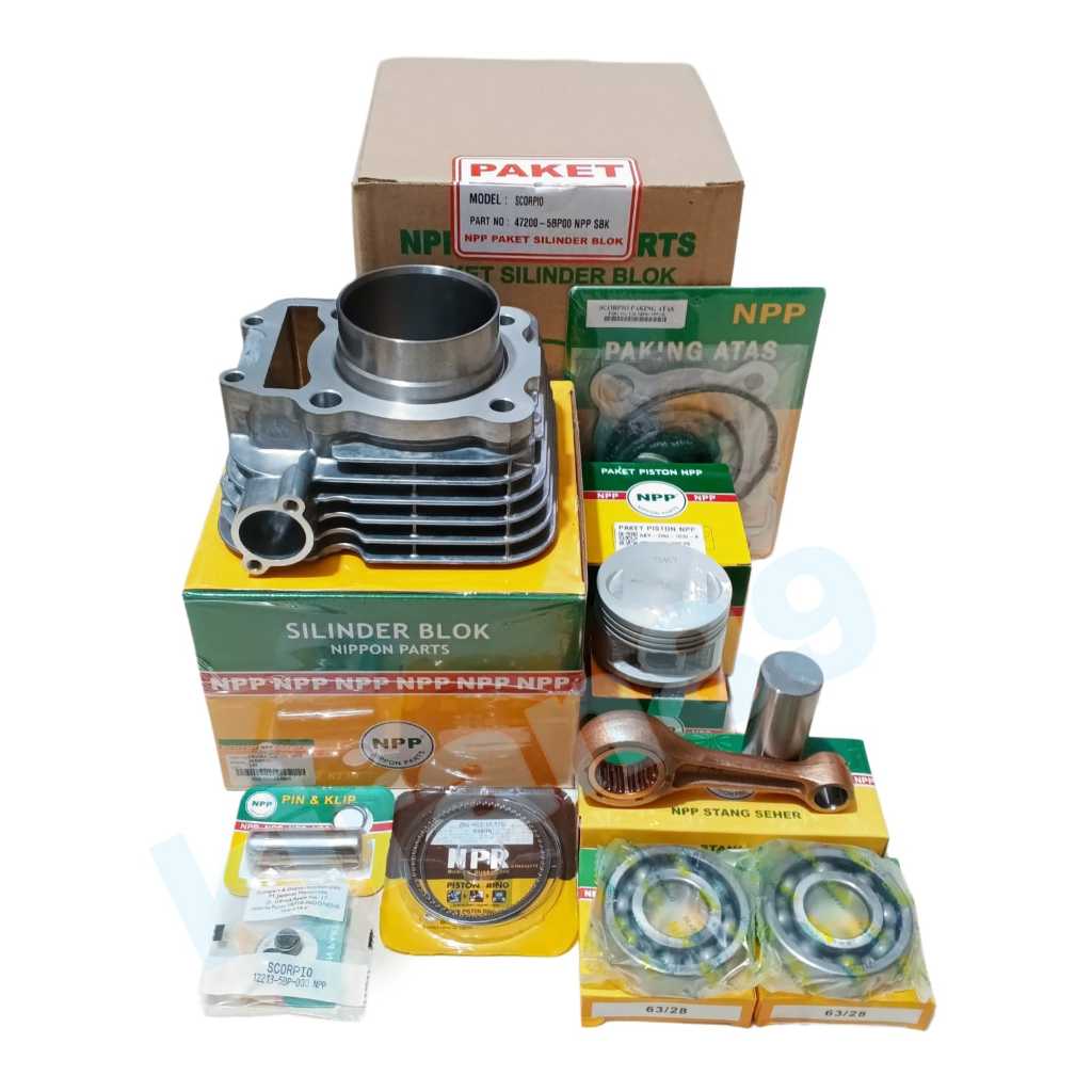 BLOK SEHER SILINDER KIT SCORPIO Z+PISTON KIT+STANG SEHER BEARING+TOPSET+SEAL KLEP 5BP ORI NPP