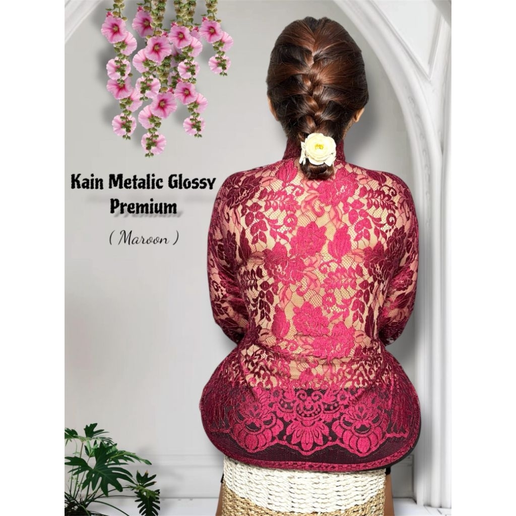 Bakal Kebaya Kain Brokat Pengantin Semi Italy  Metalic 2,,5 Mtr