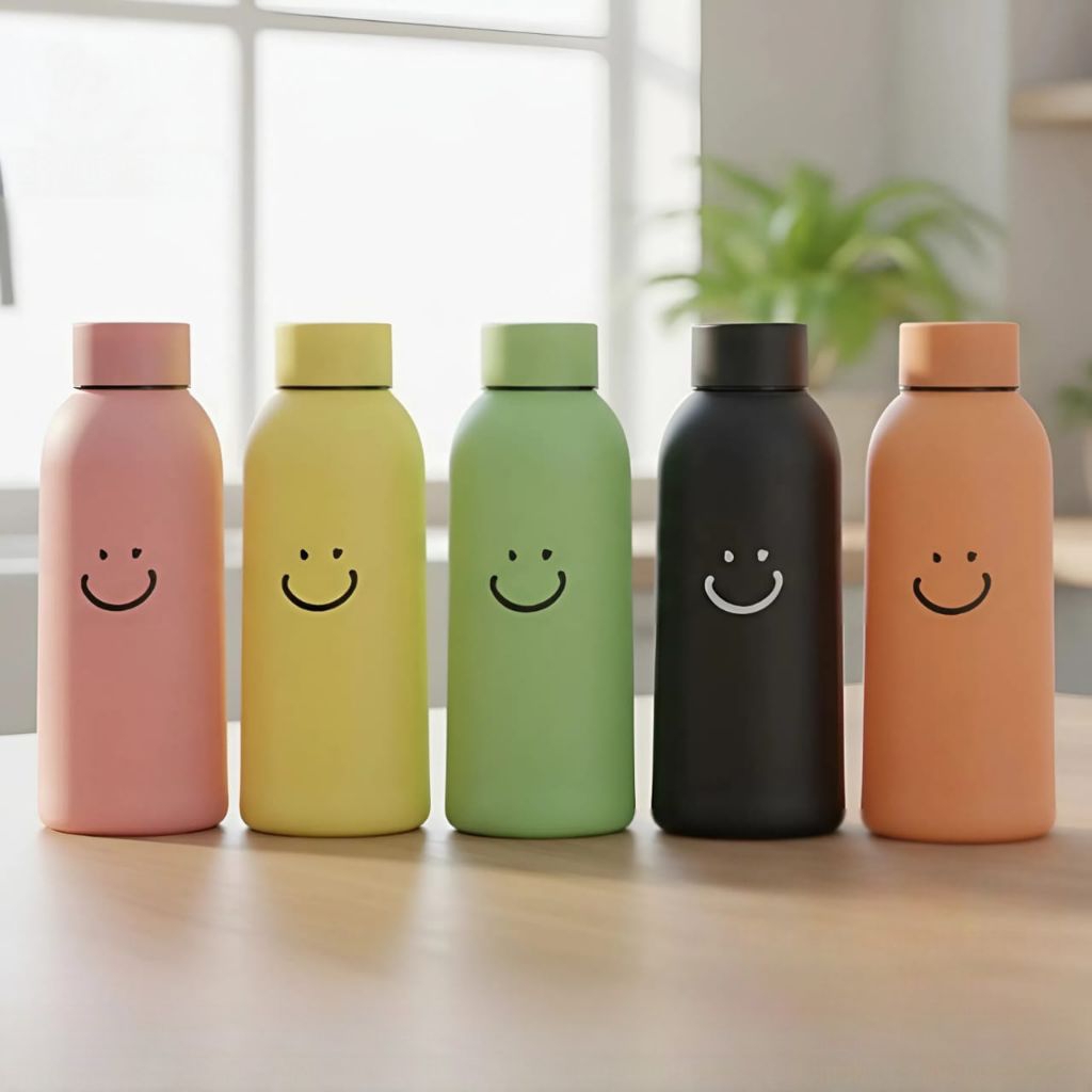 Tumbler Smile botol minum kaca motif emoji souvenir kado hadiah gift hampers unik ulang tahun ultah 