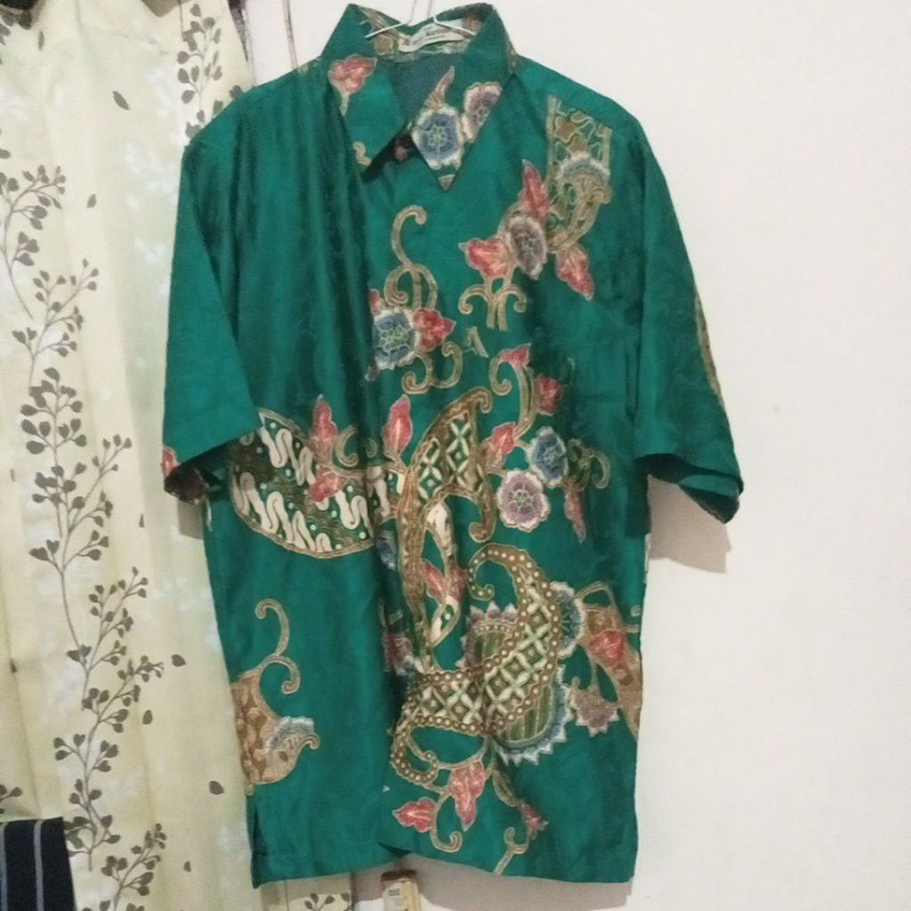 batik pria lengan pendek hijau