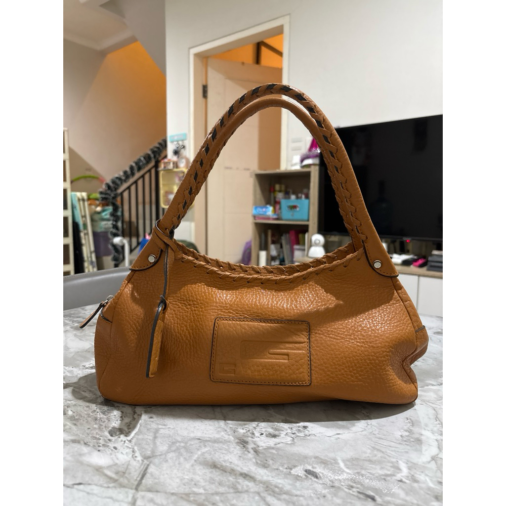 preloved hand bag shoulder bag vintage kulit asli coklat