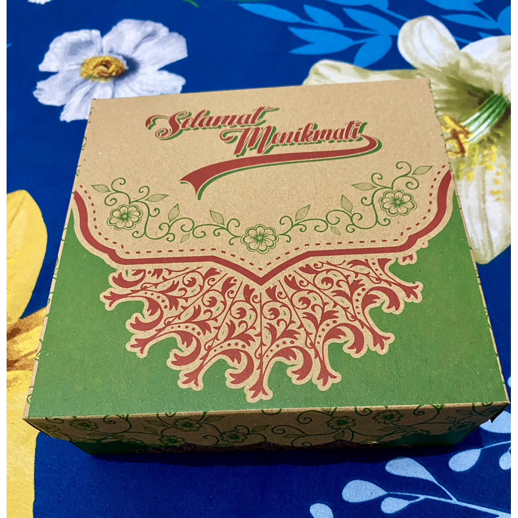 100 Pcs Dus Kue/Dus Snack/Dus Nasi|Kardus Motif Uk 18x18||