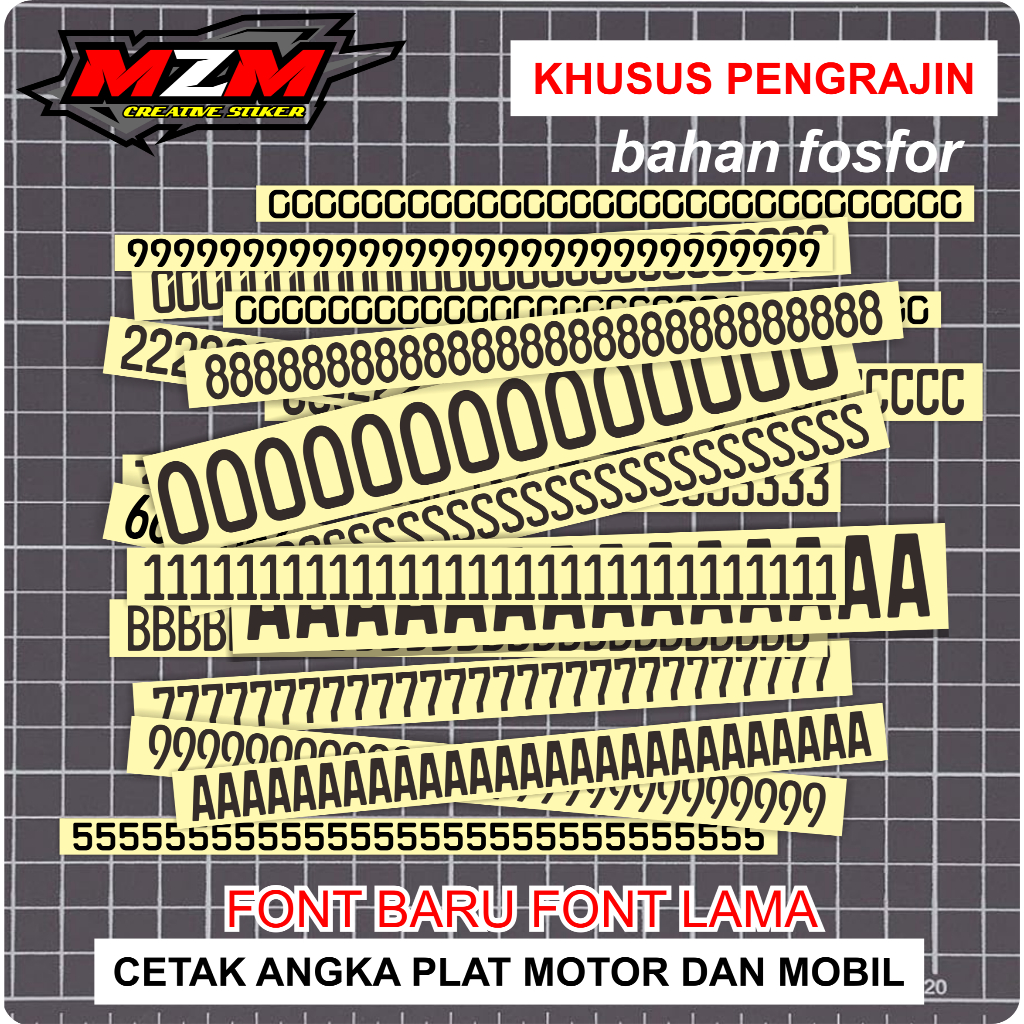 GROSIR STICKER  PLAT NOMOR MOTOR MOBILFONT LAMA BARU untuk pengrajin PEDAGANG