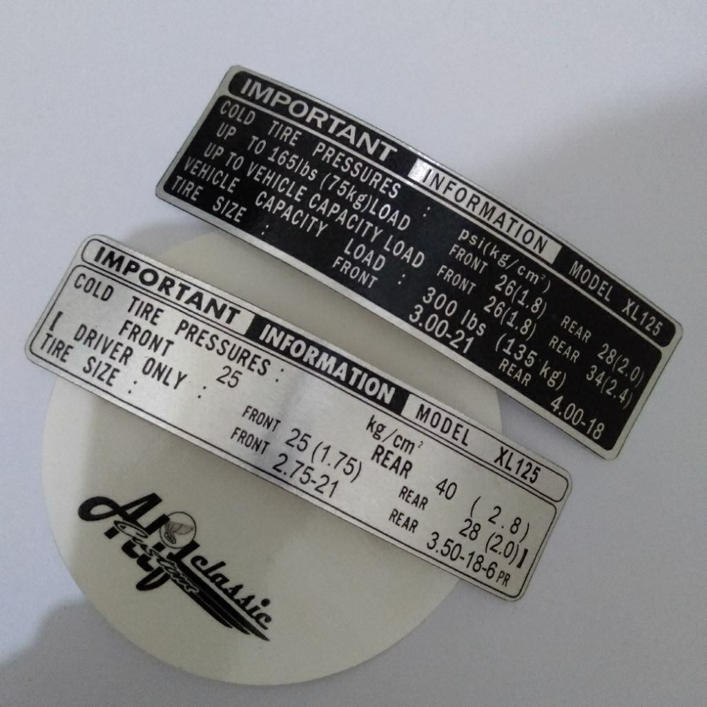 Sticker Decals Important Information honda xl125 - Sticker Katengkas honda xl125 - Stiker ketengkas 