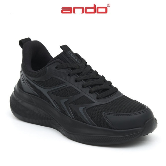Ando Versus Sepatu Sneakers Sekolah 39-44 Sneaker Kasual Pria Hitam Polos