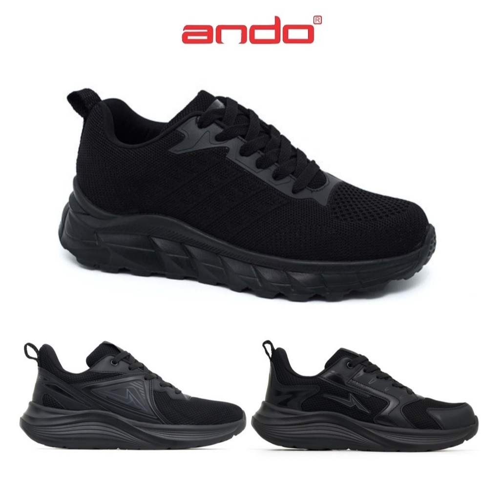 Ando Zoro Sepatu Sneakers Sekolah 39-44 Sneaker Kasual Pria Hitam Polos magnet justice dunant