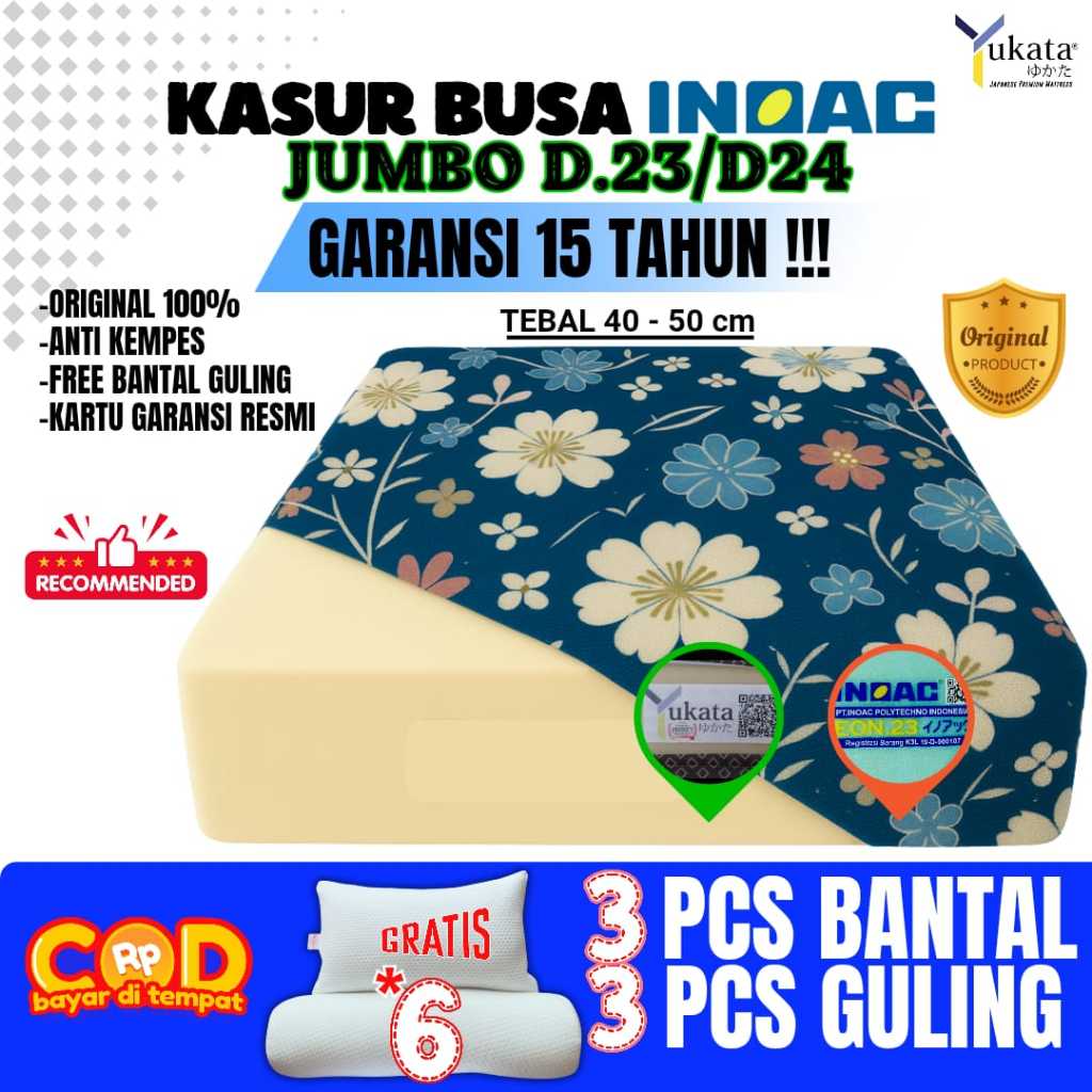Kasur Busa Inoac Tebal Jumbo 40cm 50cm  200x200 / 200x180 /200x160 / 200x145 / 200x120 / 200x100 / 2