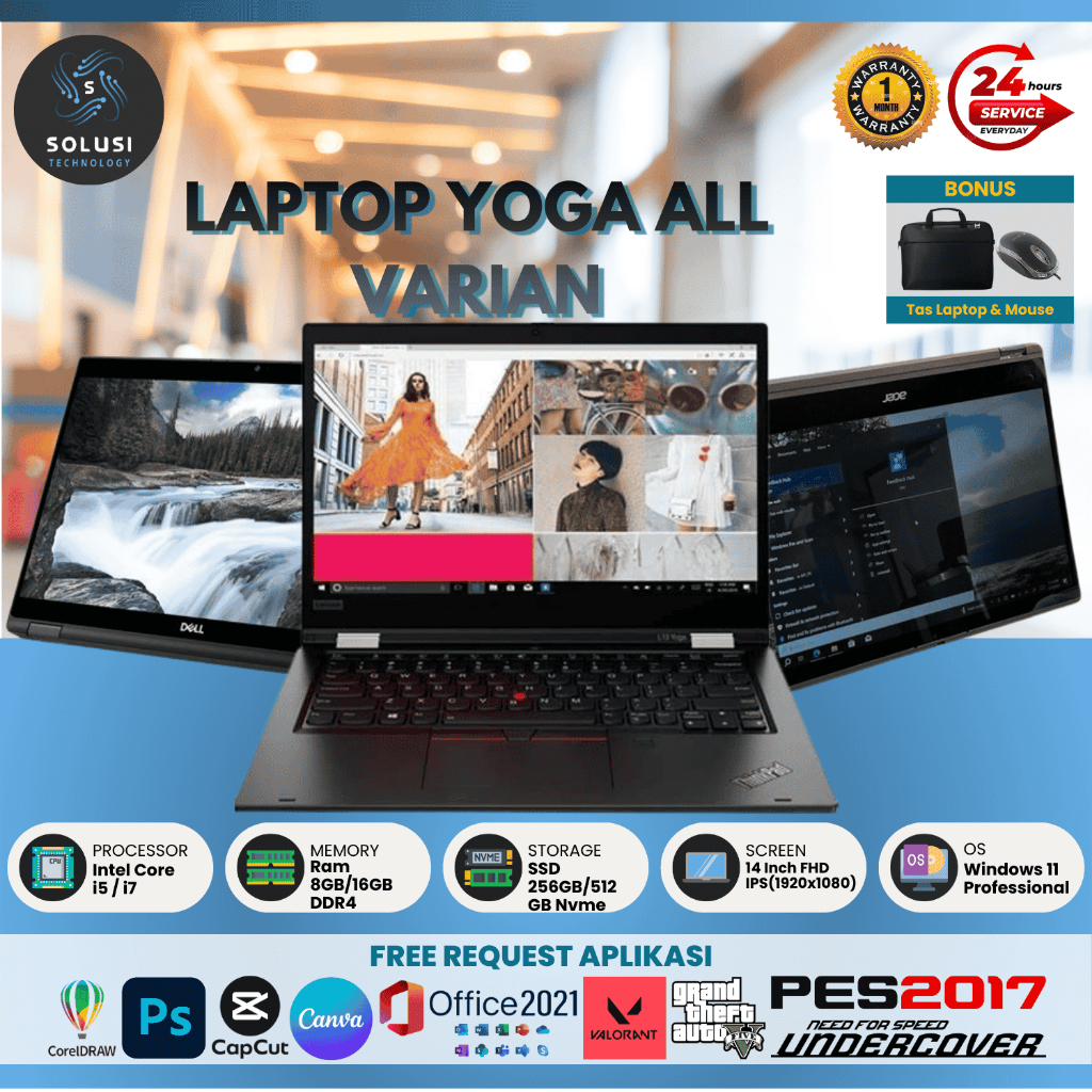 Laptop Yoga Intel Core i5/i7 Ram 16gb Ssd 512gb Flip 360° All Varian