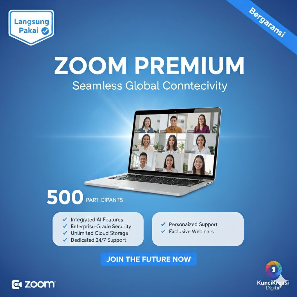 Lisensi Zoom Kapasitas Besar 500 Peserta Penuh 30 Hari