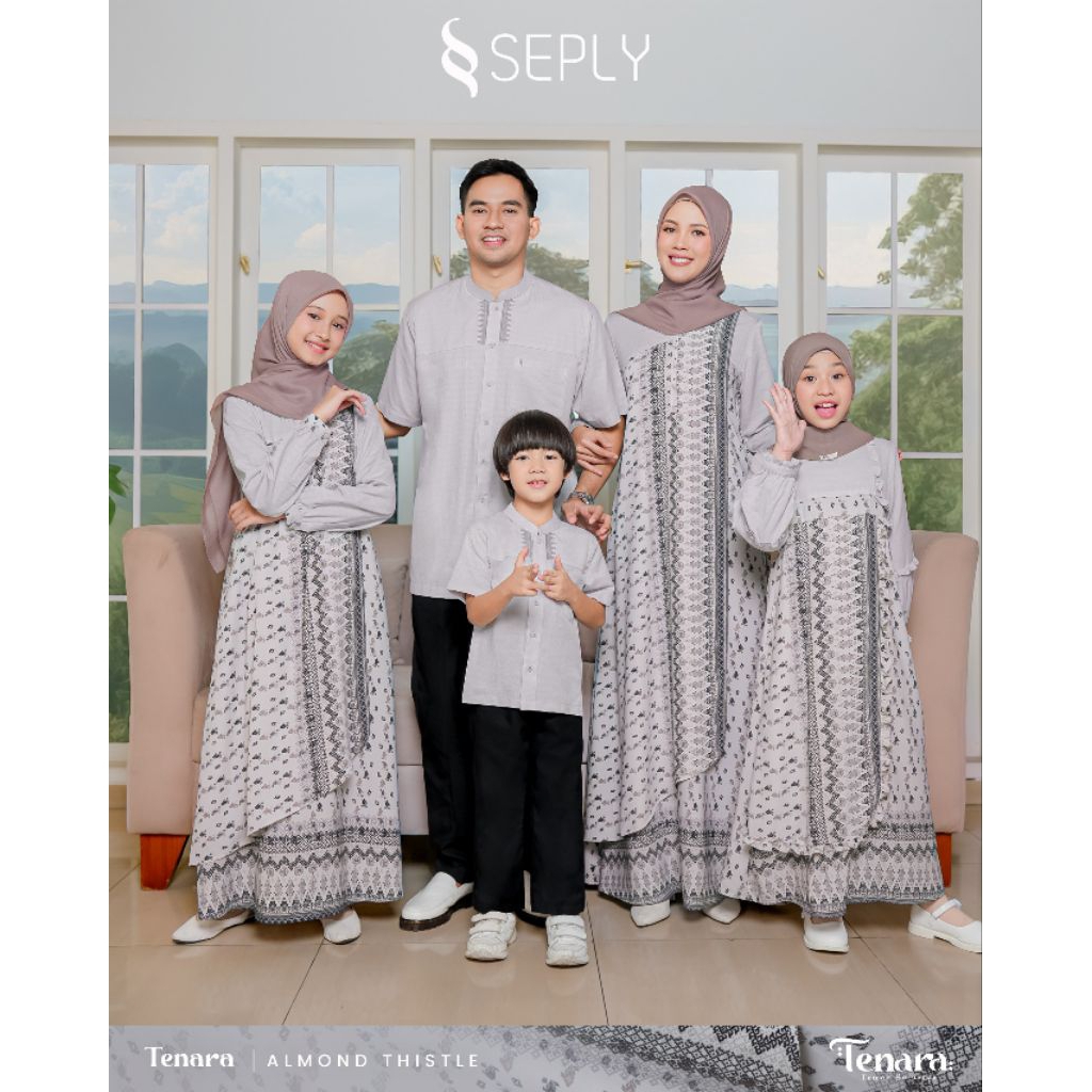 SEPLY Tenara Almond Thistle – Baju Couple Keluarga Muslim | Gamis Ibu & Anak | Koko Ayah & Anak | Fa