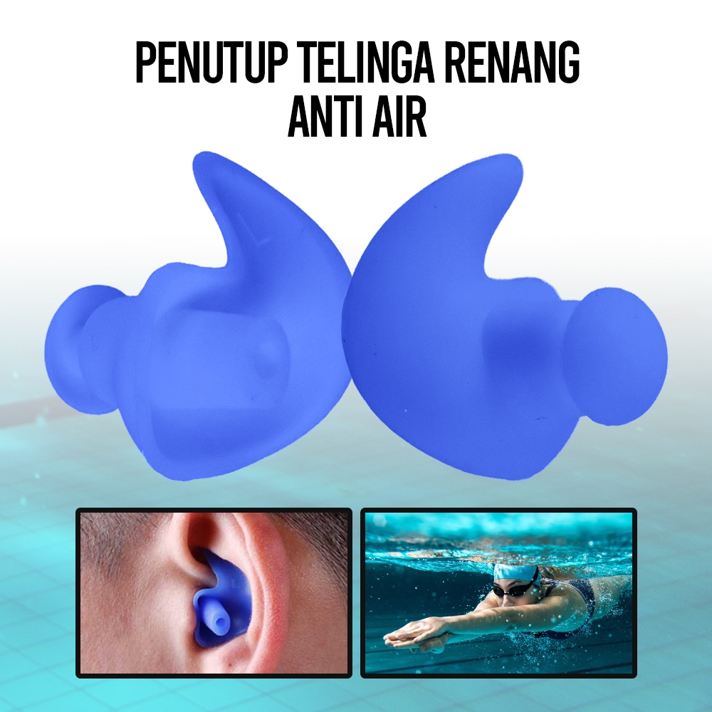 Penutup Telinga Earplug Renang Anti Air Silikon Lentur TaffSPORT Penutup Telinga Earplug Renang Anti