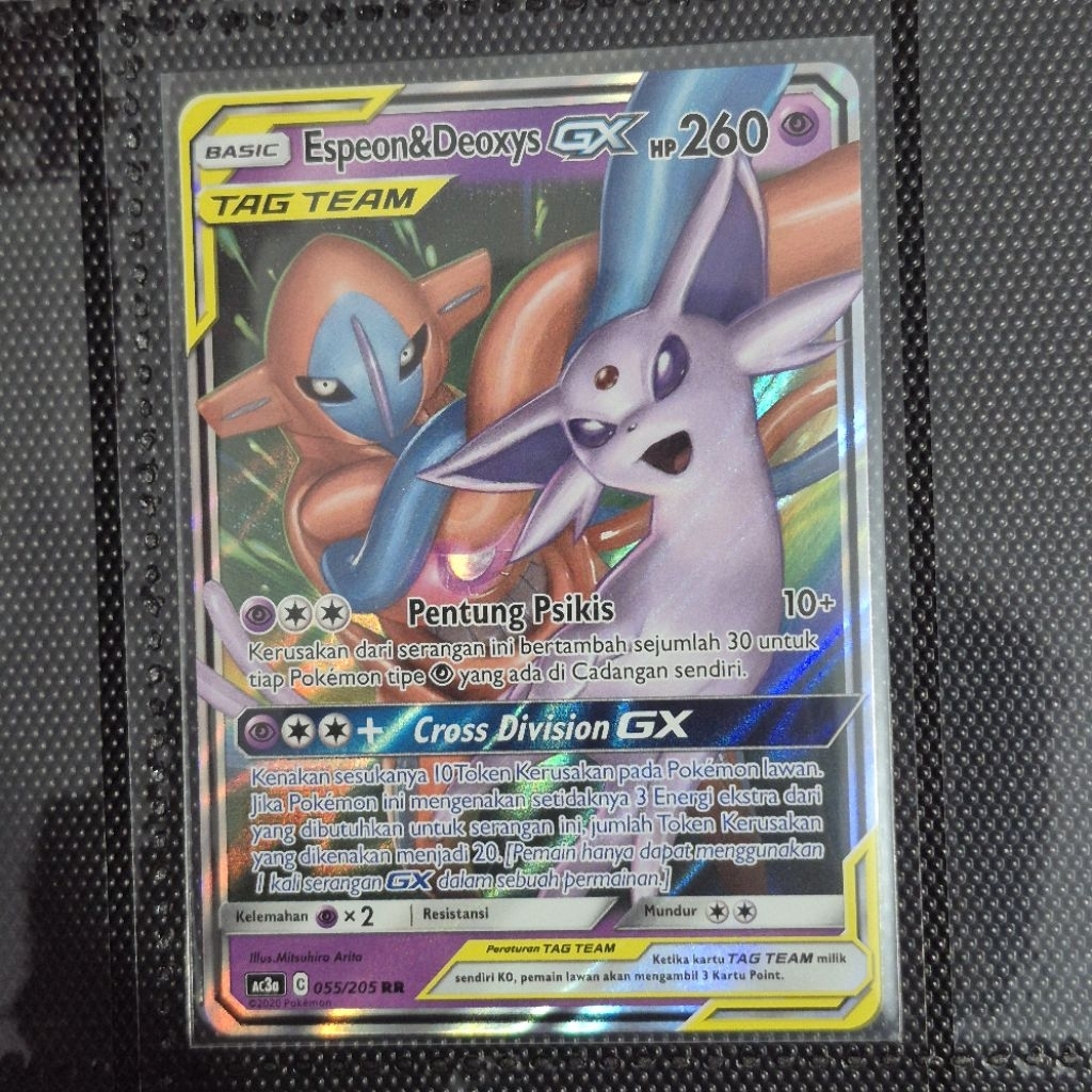 Kartu Pokemon Espeon & Deoxys Tag Team GX RR