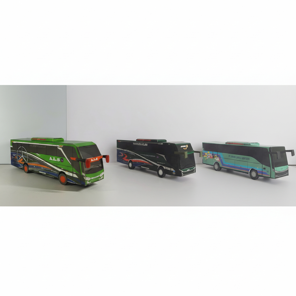 Miniatur Bus ALS JB3, ALS JB5, ALS Livery Lama (Antar Lintas Sumatera) (Lampu LED, Lampu Strobo, Bas