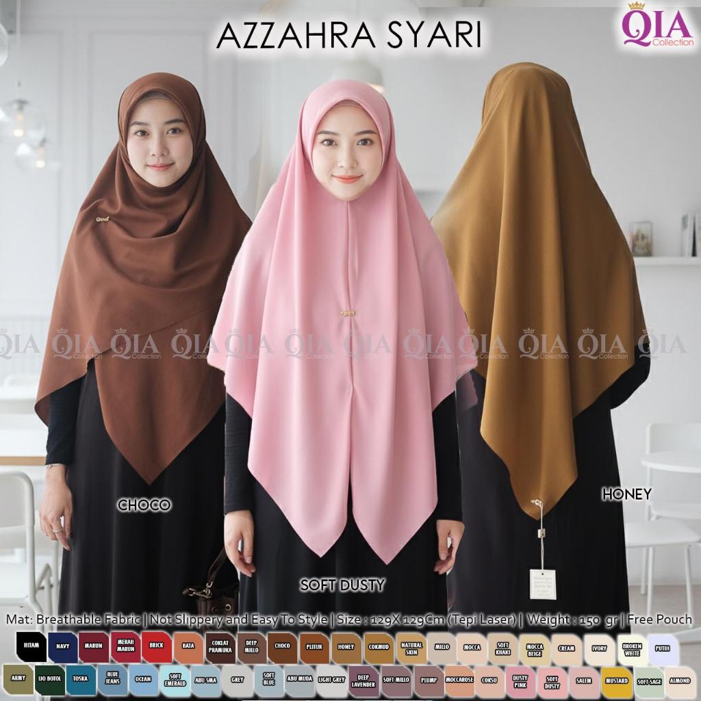 Azzahra Syar'i Original Qia Collection Jilbab Breathable Fabric SegiEmpat Syar'i Azzahra Qia Free Po