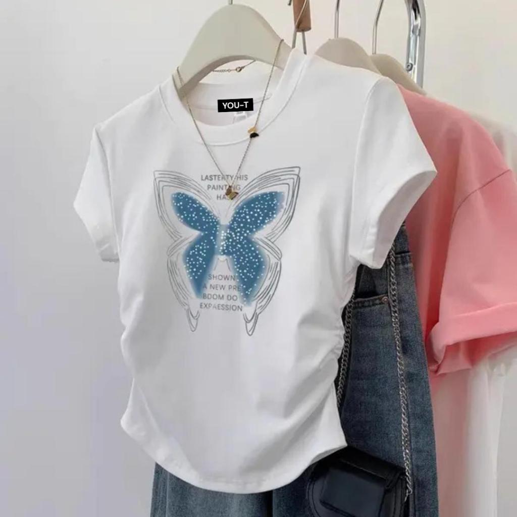 READY [COD] BASIQUE/Kaos crop top wanita korean style/Baju wanita kekinian trend/ootd wanita/Baju