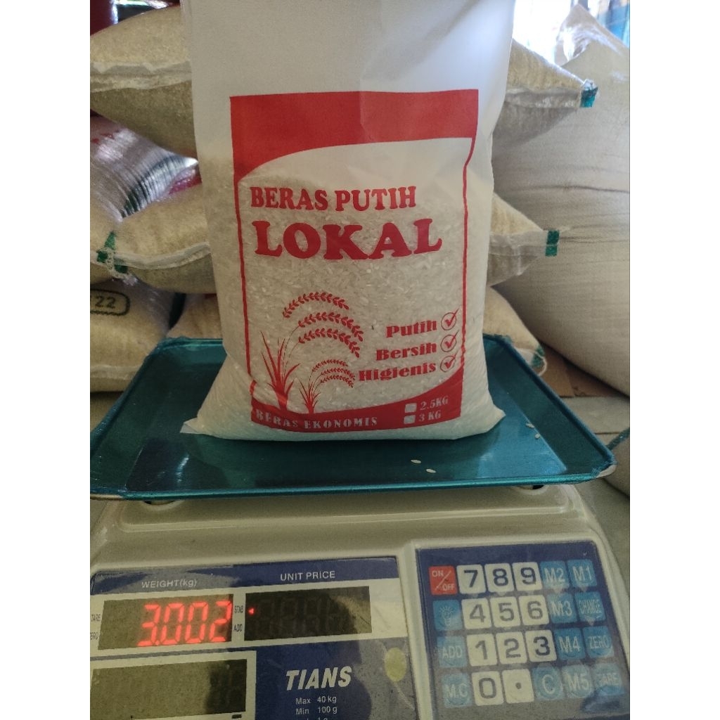 Beras pulen Slyp medium Kemasan 3kg - Beras  Lokal   Beras Ekonomis