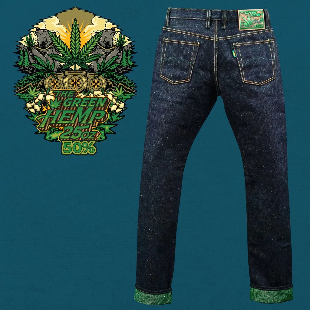 PROMO The Green Hemp 25oz 50% Hemp Blend Deep Indigo x Green Selvedge Denim