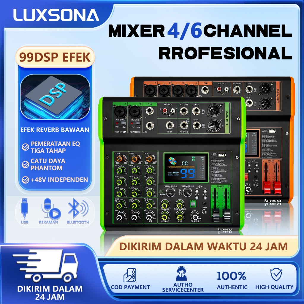 4/6 Chanel mixer audio/profesional 99dsp Mixer audio/power amplifier bluetooth/misker 4 channel mura