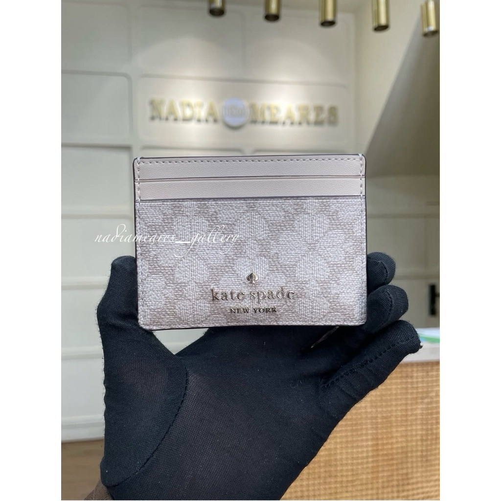 (Nadia Meares gallery) Spade Flower Small Slim Card Holder (Dark Beige)