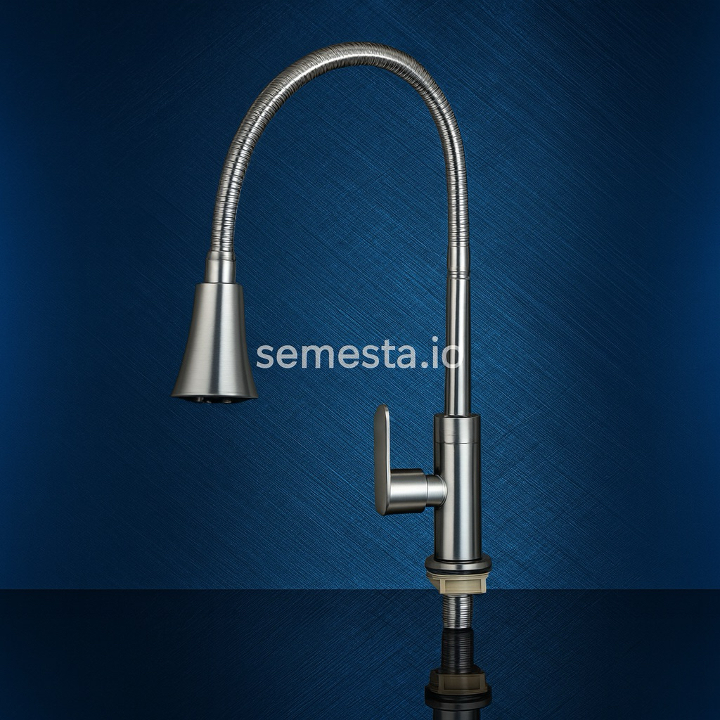 Kran Angsa Fleksibel Soligen Putih Tanam 505 Stainless SUS 304 | 2 mode Sistem Air | Kran Angsa Flex