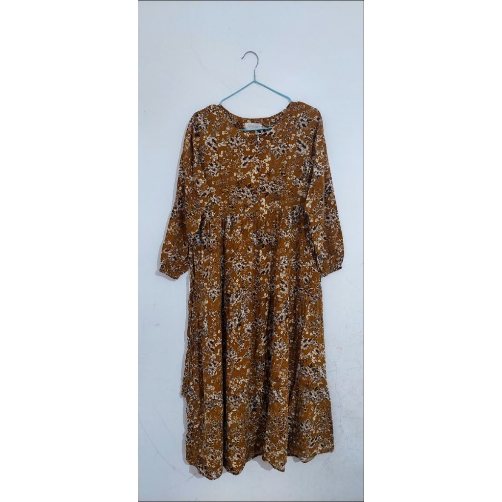 Preloved Midi dress Gamis Rempel Rayon Halus Lembut ld/pb 90/125