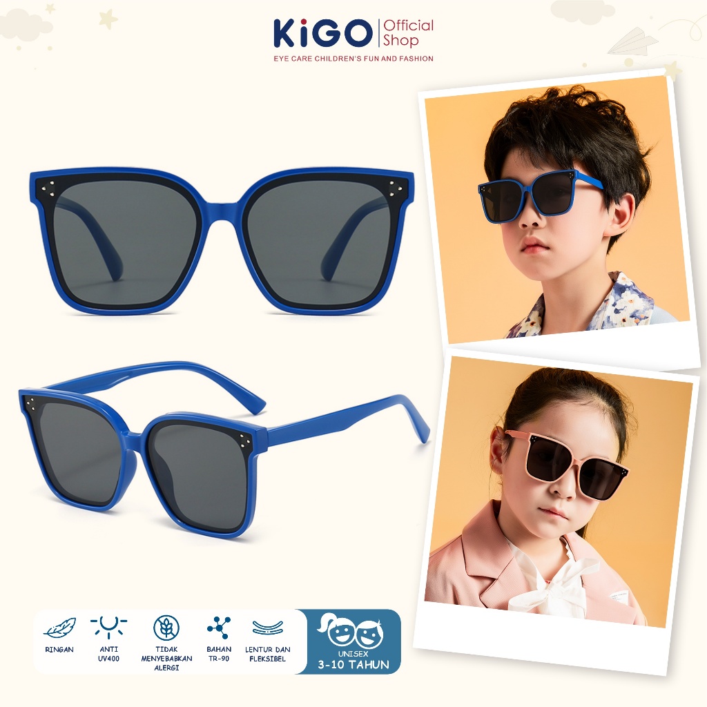 KIGO Kacamata HItam Anak Sunglasses Polarized TR90 Kacamata Anti Silau  Laki-Laki & Perempuan Fashio
