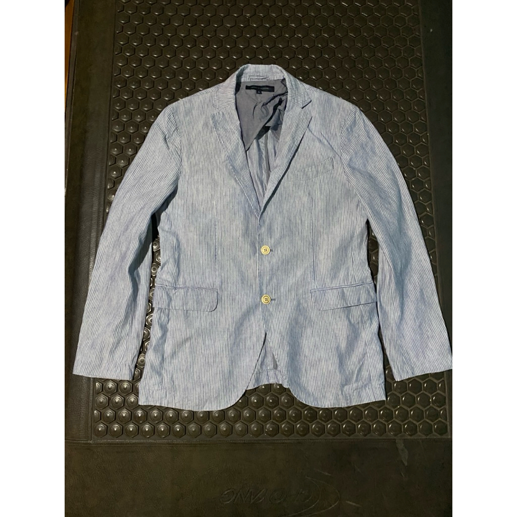 BLAZER JAS TOMMY HILFIGER BIRU PUTIH SALUR MEWAH BRANDED