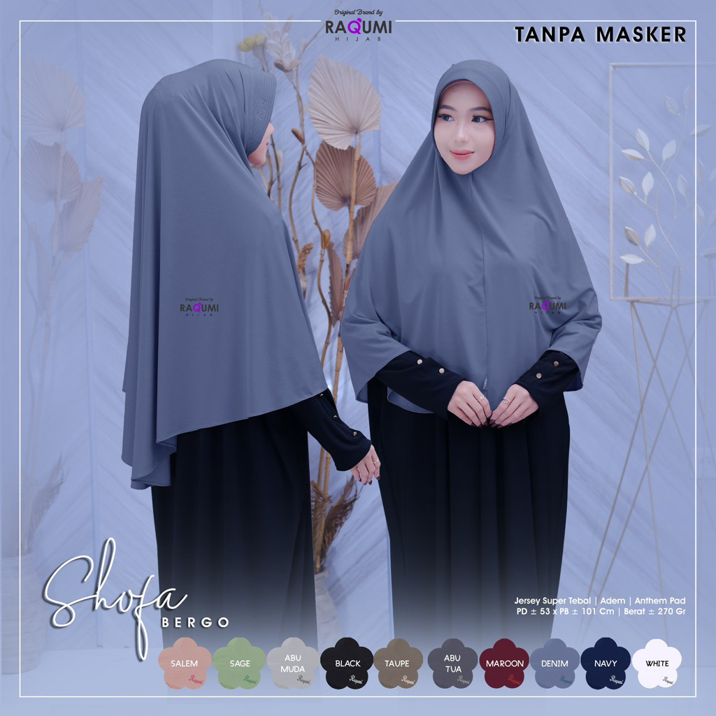 Shofa Bergo Cadar Original Raqumi Hijab Instan Jersey Super Original Raqumi Shofa Bergo Cadar Raqumi