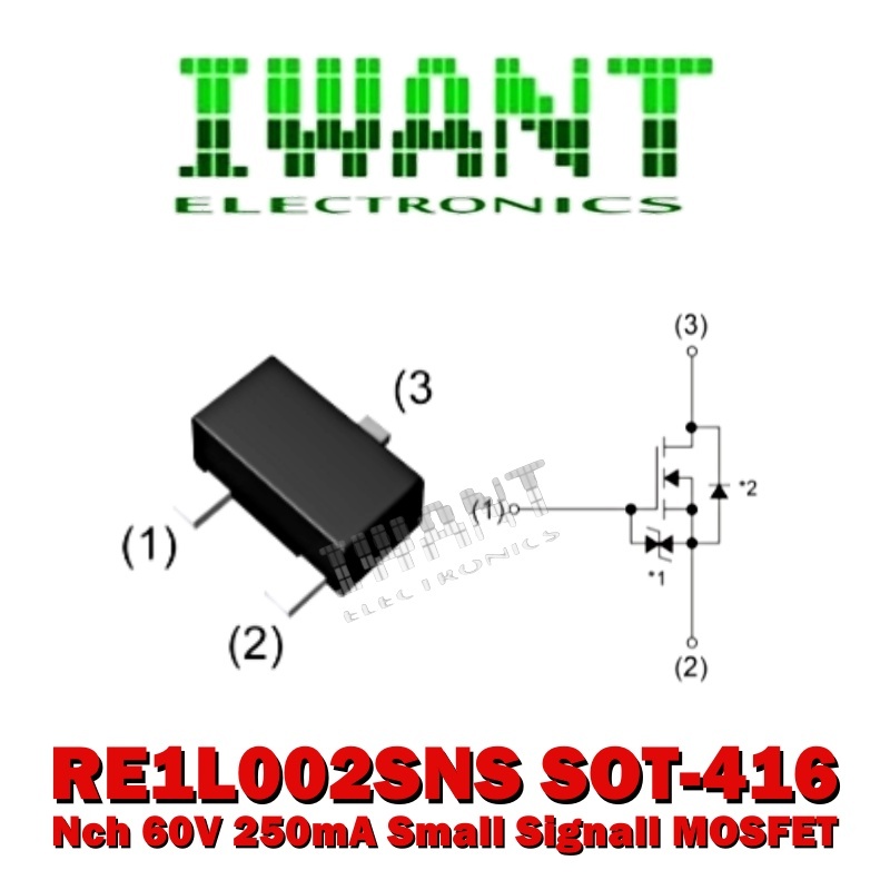 MOSFET RE1L002SN SMD TRANSISTOR SMD CODE RK RE1L002 CODE MARKING RK NCH 60V 250mA SMALL SIGNALL MOSF