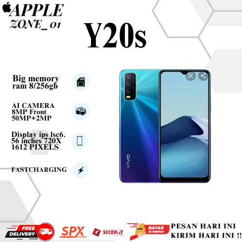 PONSEL Y20S RAM 8/256GB FULLSET GARANSI TOKO 12 BULAN