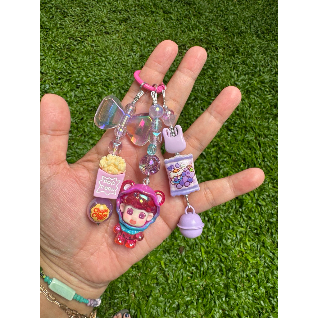 PURLE BAG CHARM POPCORN CANDY