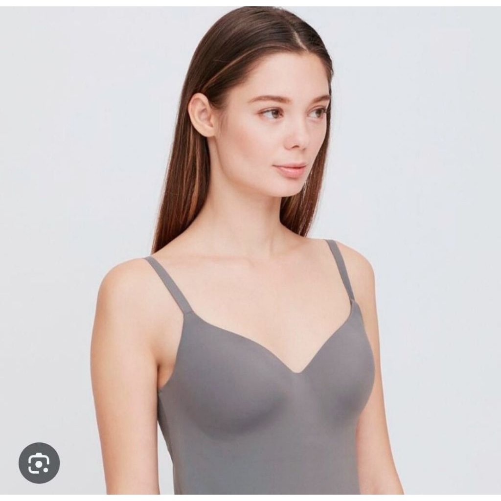 UNIQLO AIRISM V NECK CAMISOLE BRA IN TAUPE