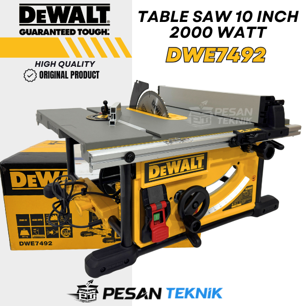 Table Saw 10 inch 2000 watt Gergaji Meja Listrik Portable 10" Table Saw 254mm DEWALT DWE7492