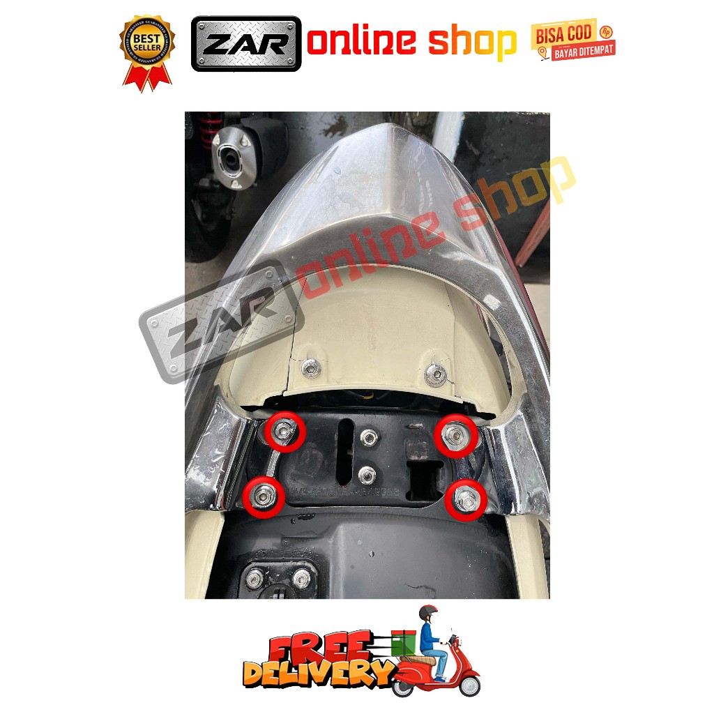 BAUT BEHEL BELAKANG ( 4 BAUT ) MODEL SPIRAL MIO SMILE SPORTY SOUL FINO KARBU TAHUN 2003 - 2011 OLD B