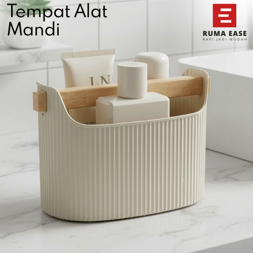 Keranjang Sabun Mandi Pegangan Kayu Keranjang Storage Basket Serbaguna Tempat Alat Mandi Aesthetic