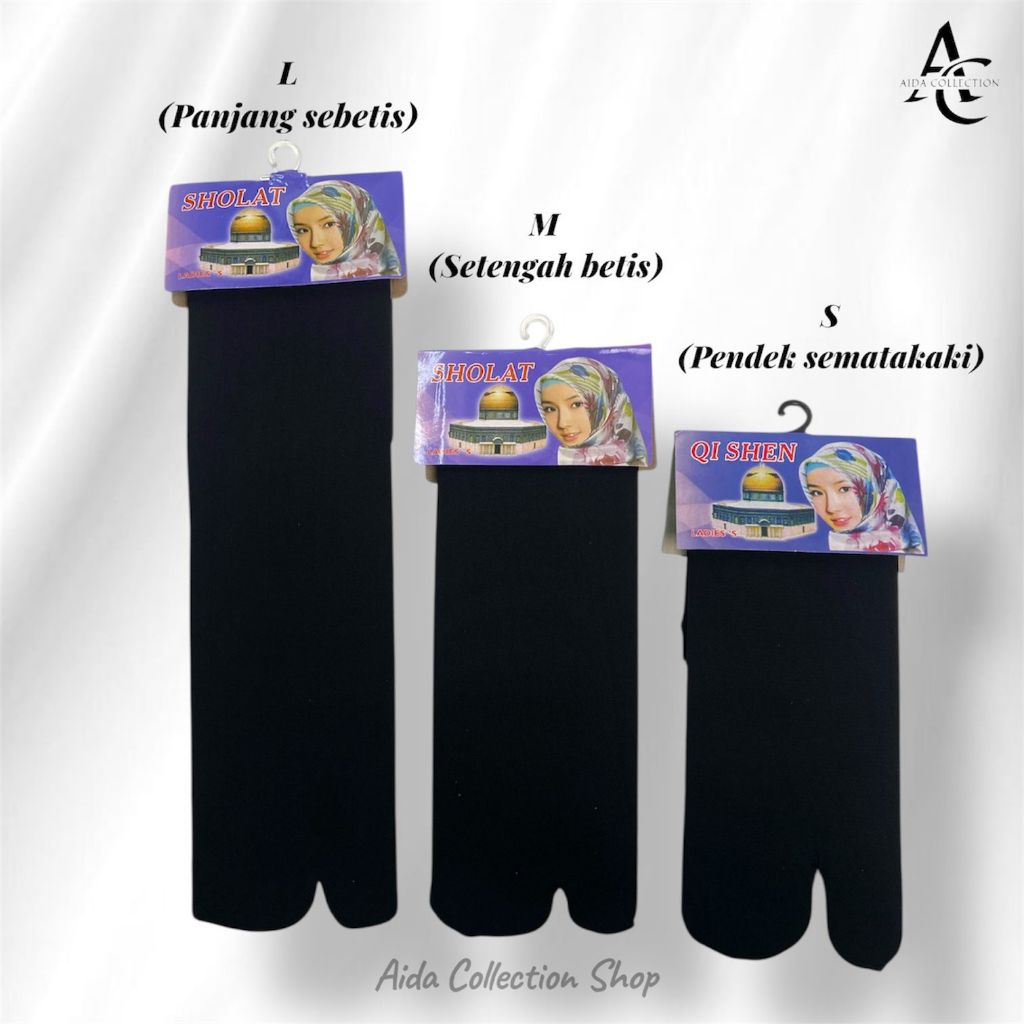 Kaos Kaki Wanita Jempol Muslimah 2 Jari Hitam Polos Bahan Nilon Stoking