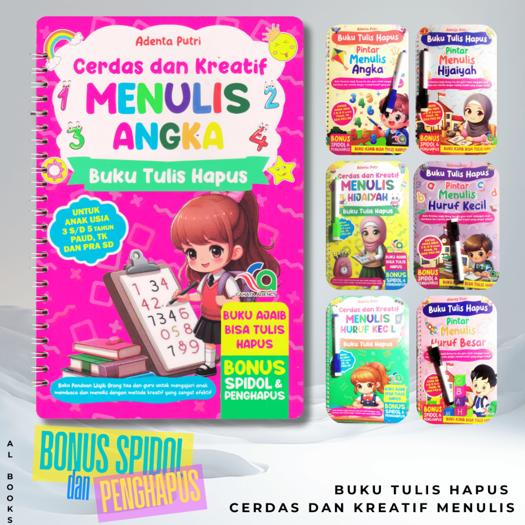 Buku Ajaib Tulis Hapus Pintar Anak 3-5 Tahun || Buku Ajaib Menulis Hapus Bonus Spidol Penghapus
